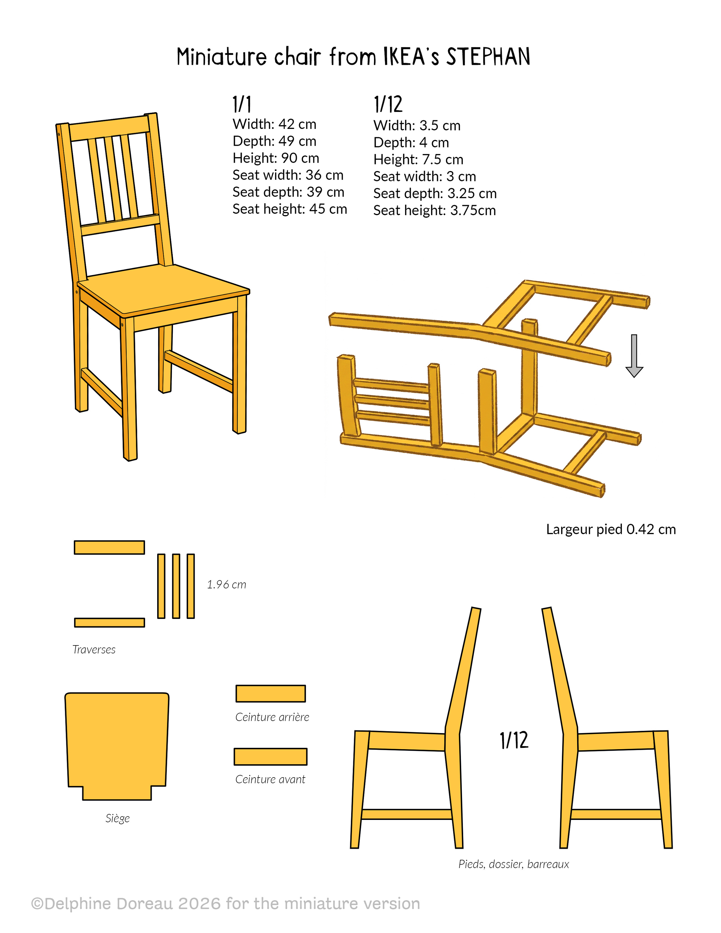 Del4yo chair design for a miniature 1:12 chair