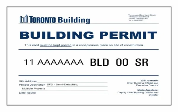 Toronto Building Permit Placard