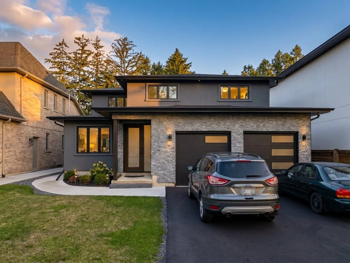 Two Storey Custom Home Project Photo of Finished Front Facade