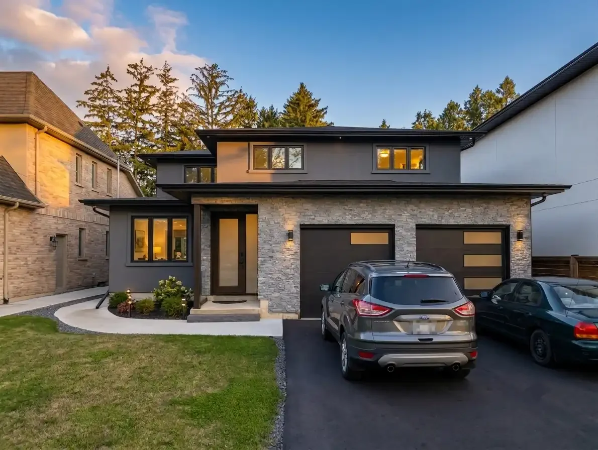Two Storey Custom Home Project Photo of Finished Front Facade