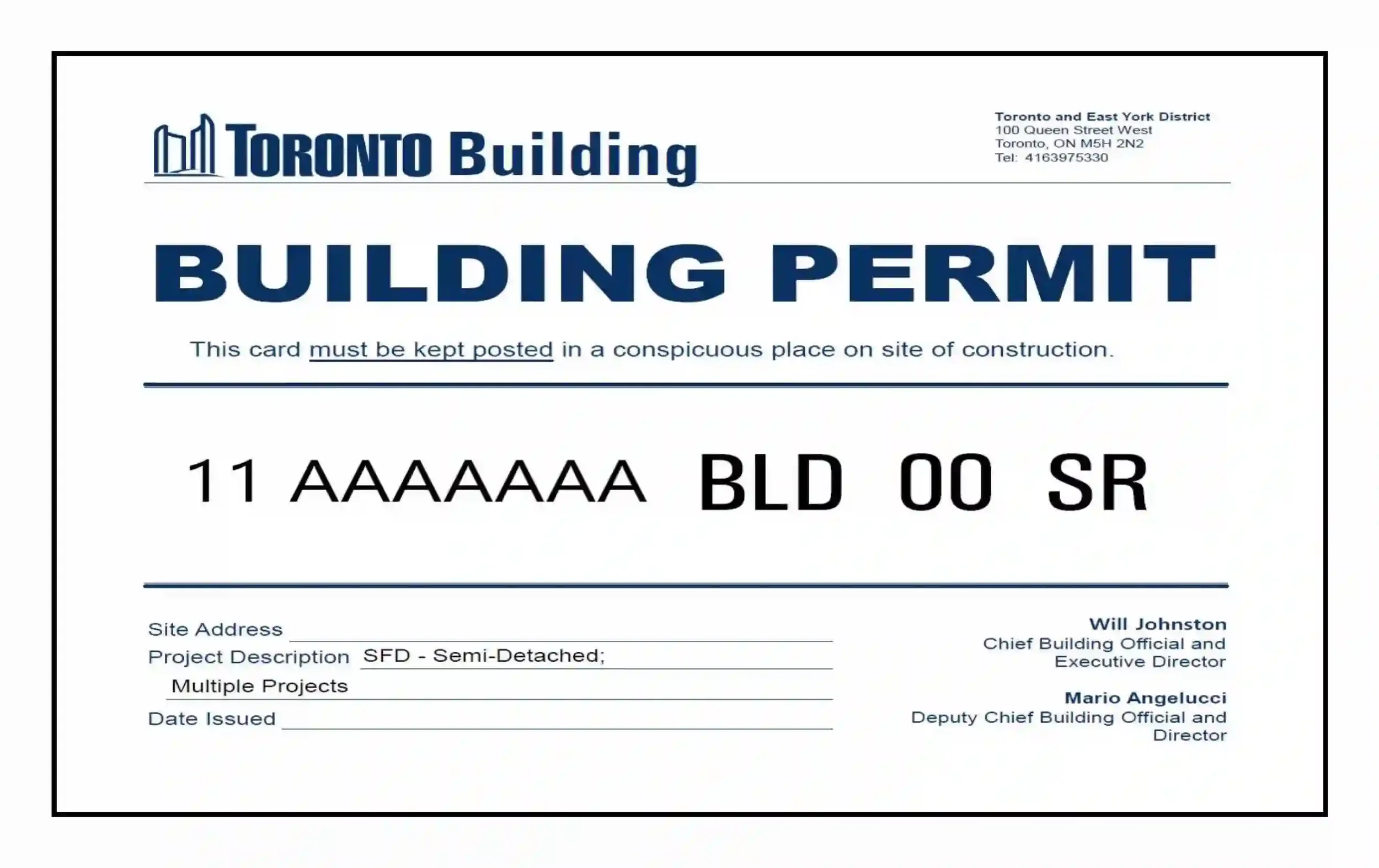 Building Permit Placard for Posting