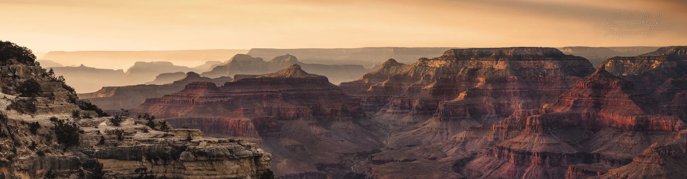 A Smoky Haze Settles Among Canyon Ridges - Grand Canyon