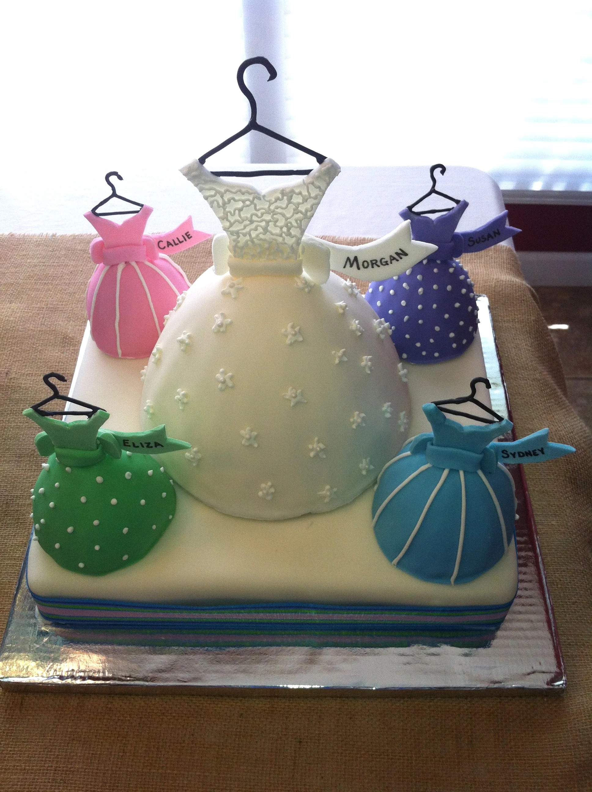  Bridal Gown with Bridesmaids cake 