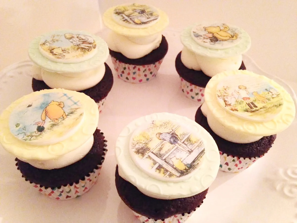 Winnie the Pooh baby shower cupcakes