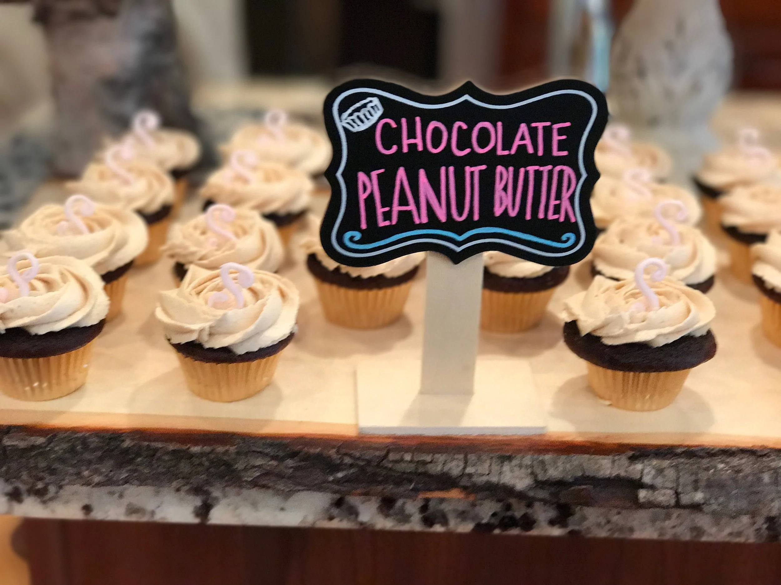 Chocolate Peanut Butter wedding monogram cupcakes