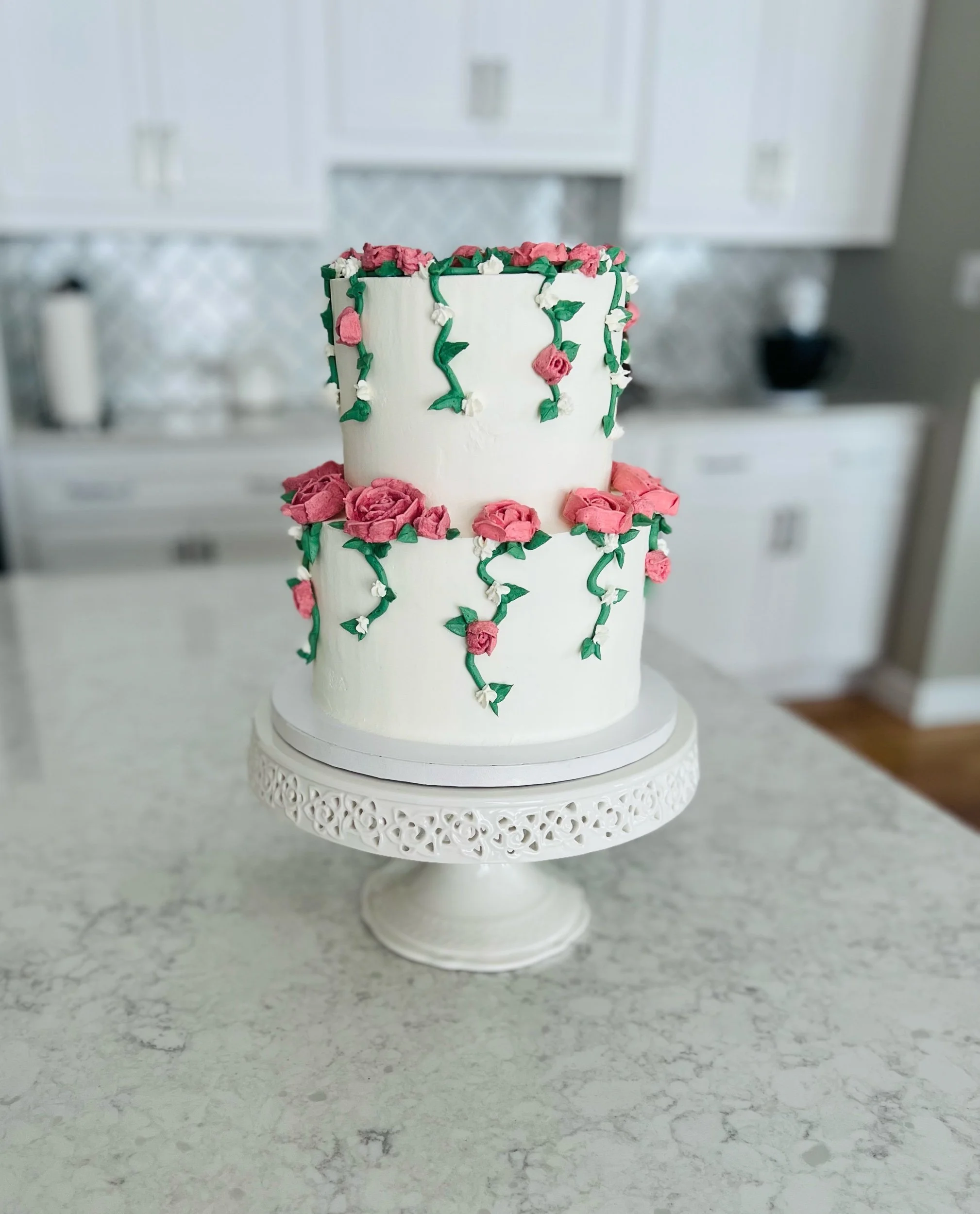 Buttercream roses wedding cake