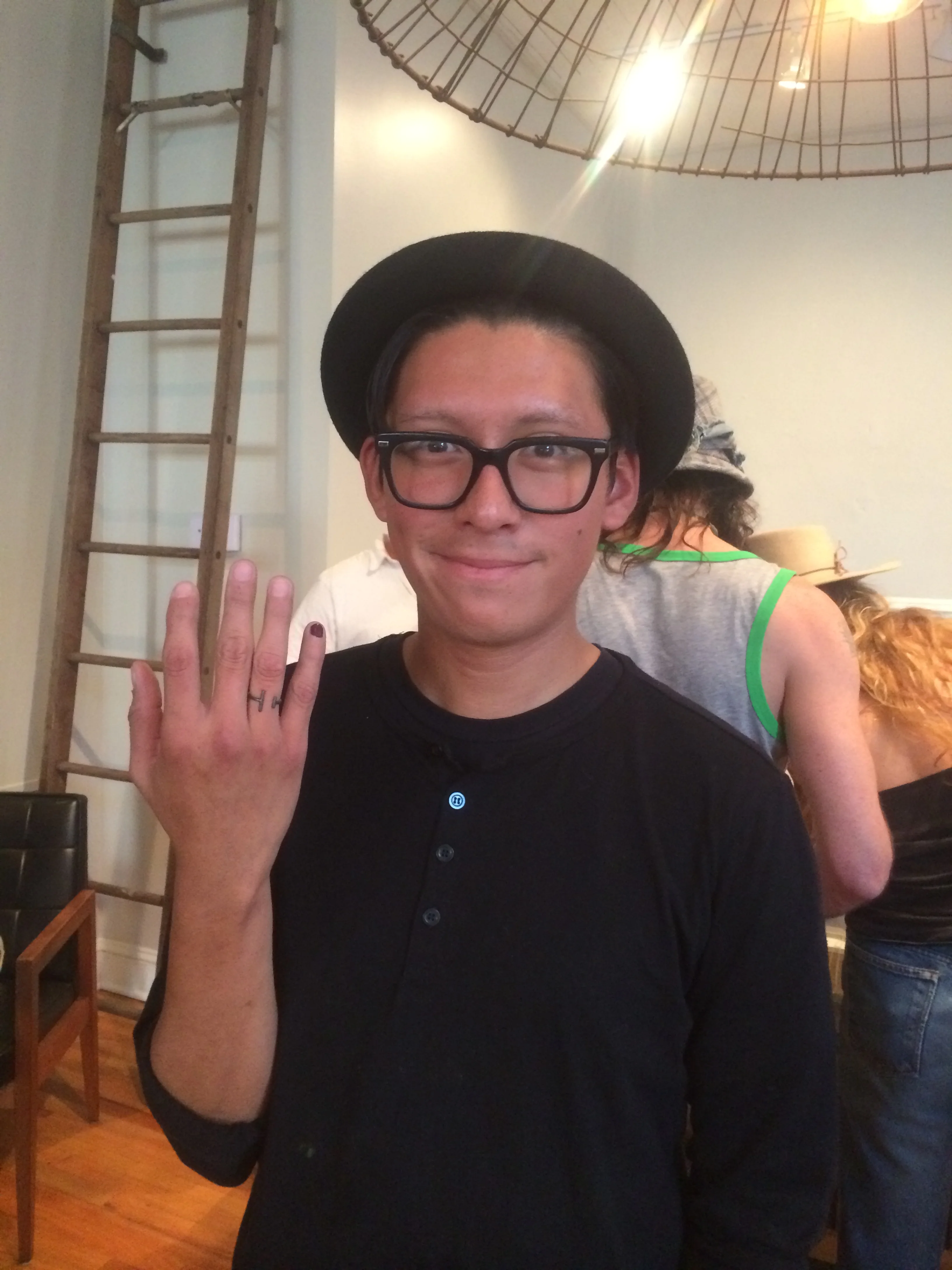  Archie, the man serving up shandies, couldn't resist Lace Army's T-Pin ring with a patina finish. 