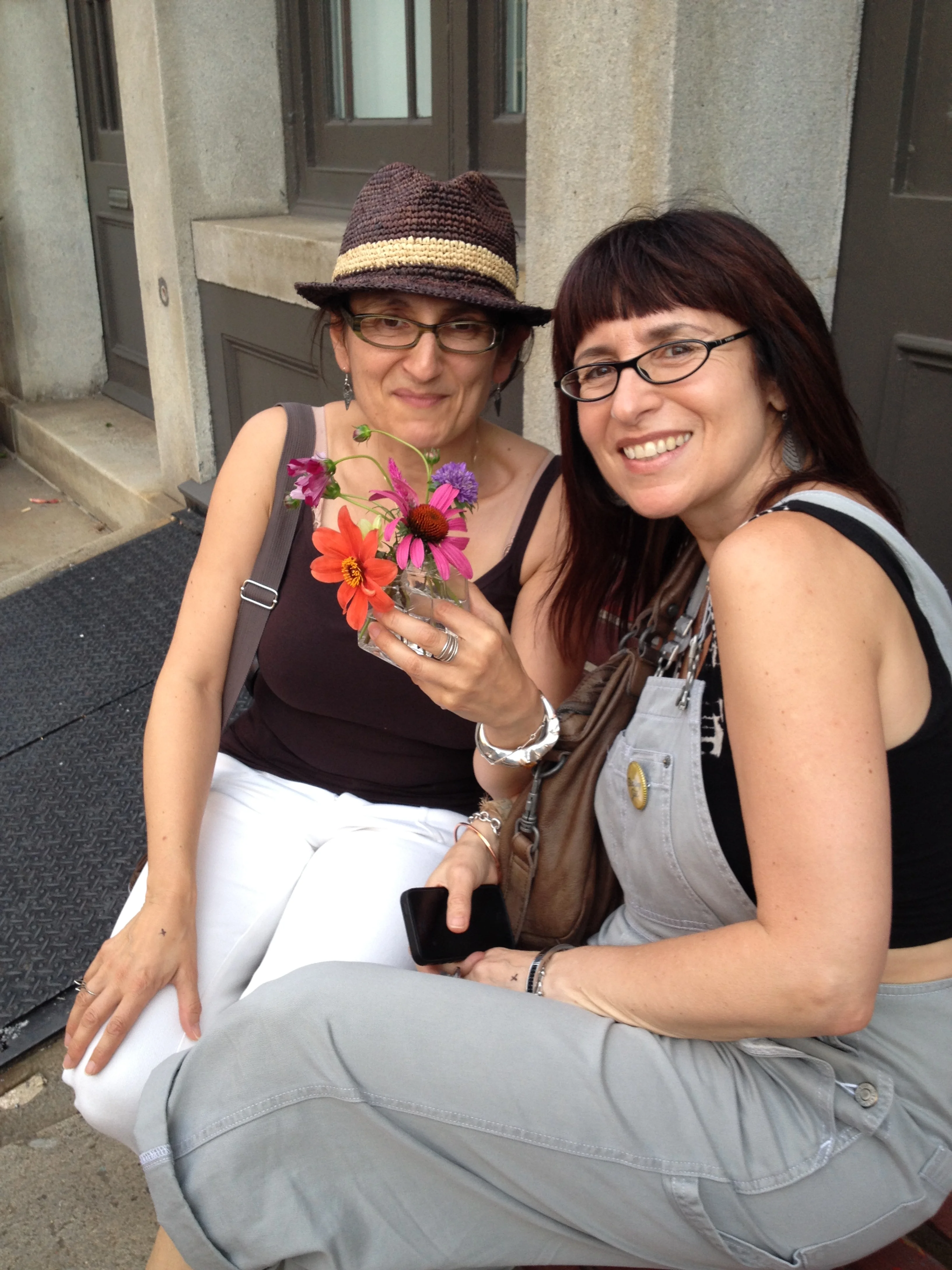  Good times with the owner of  Bus Stop Boutique  Elena Brennan and friend- Chicory Flowers in hand with Bombita Designs Anti-Clastic Silver Citrine Cuff on wrist. 