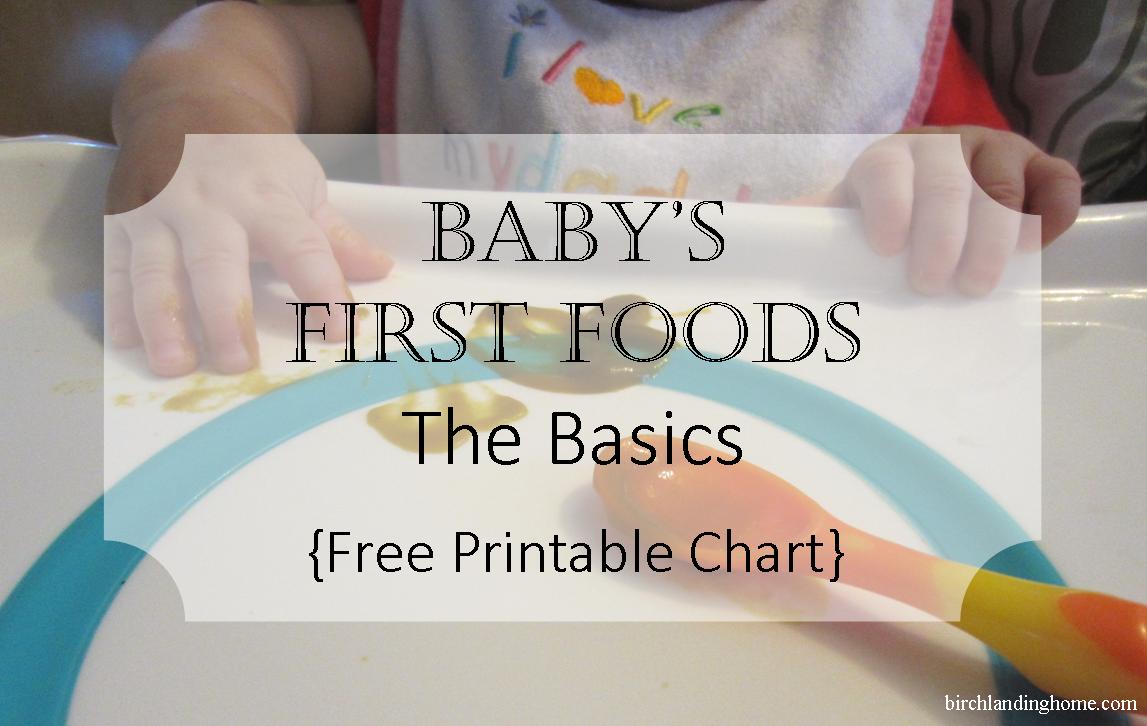 Baby Food Starter Chart
