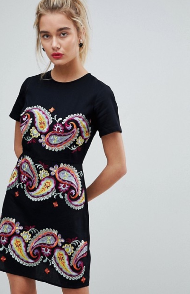 ASOS PREMIUM Paisley Embroidered Mini Dress