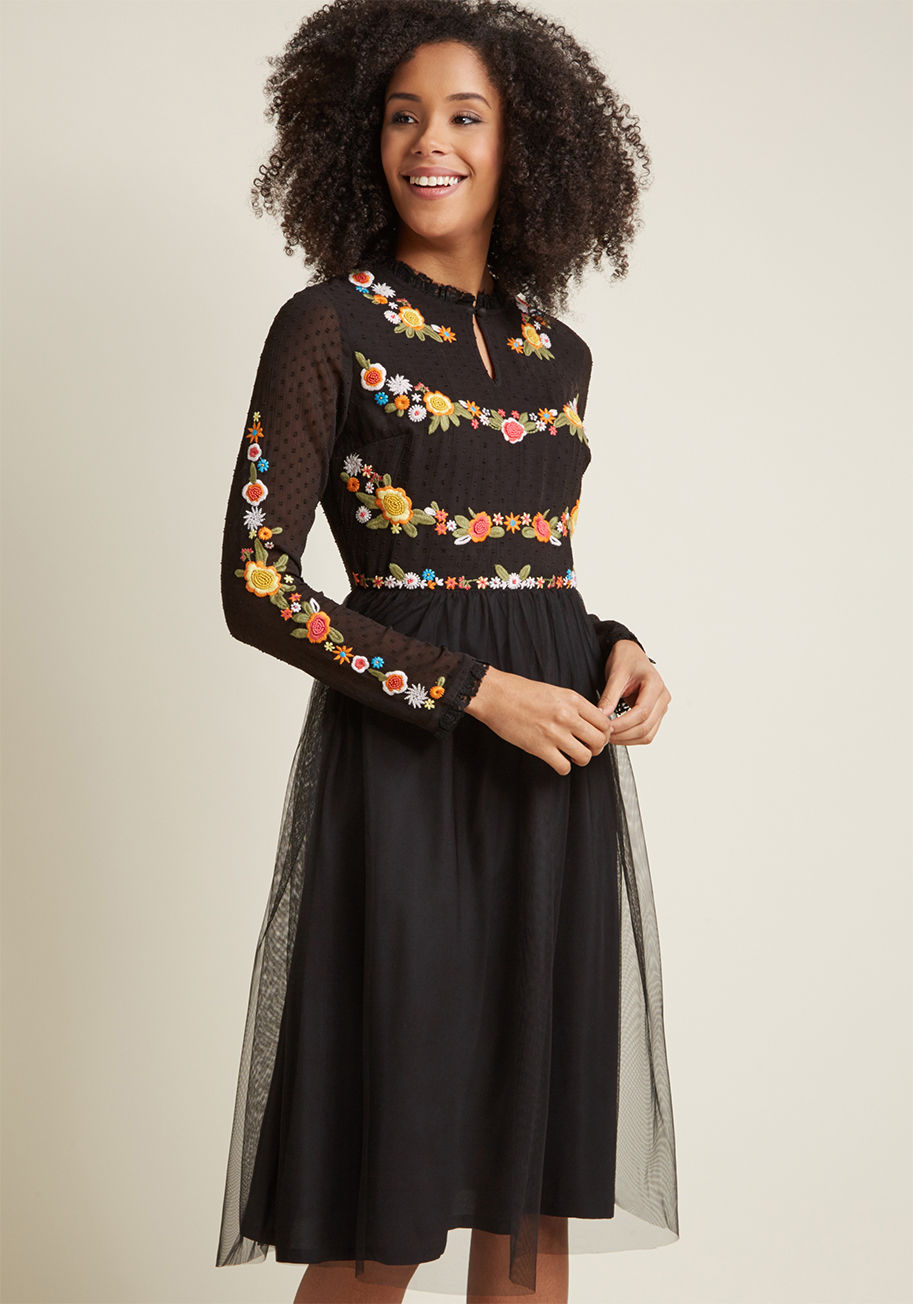 Folklore Embroidered Long Sleeve Dress