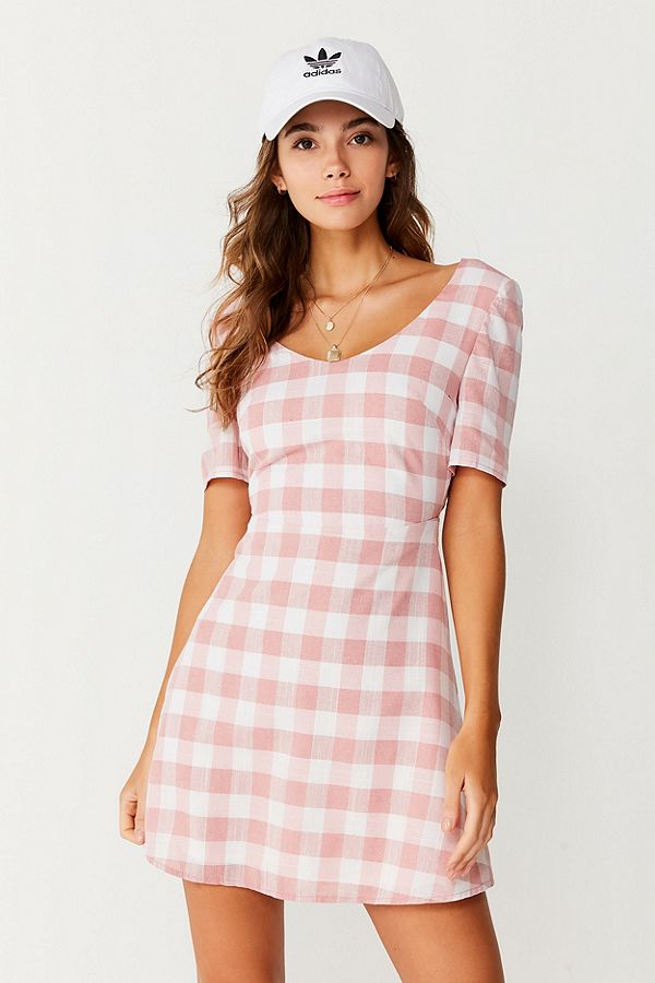 Oh My Love Tie-Back Gingham Dress