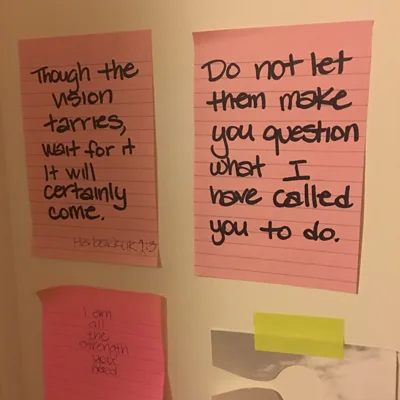 Notes to myself on the back of my office door.