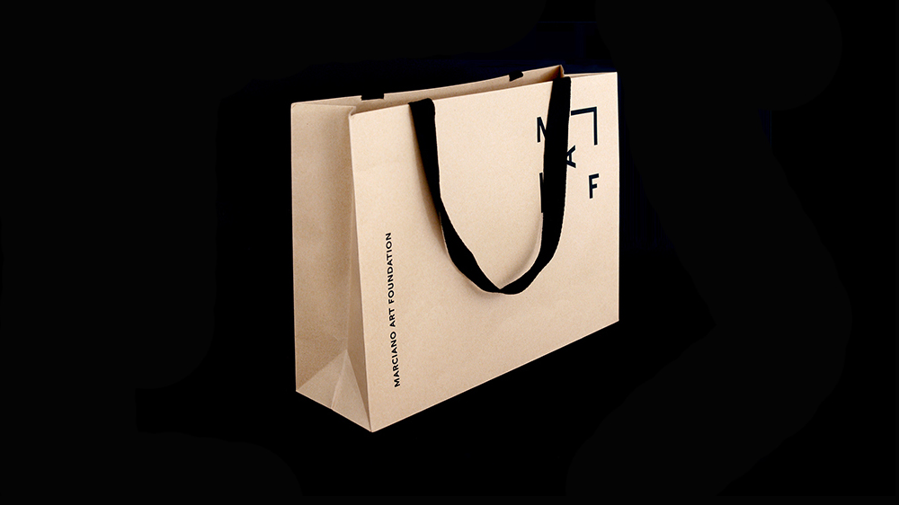Marciano Art Foundation Museum paper bag with ribbon handles