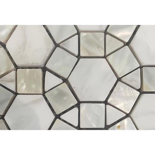 Designating tiles today for clients. We love this combination of mother of pearl and marble! Can't wait to use it!