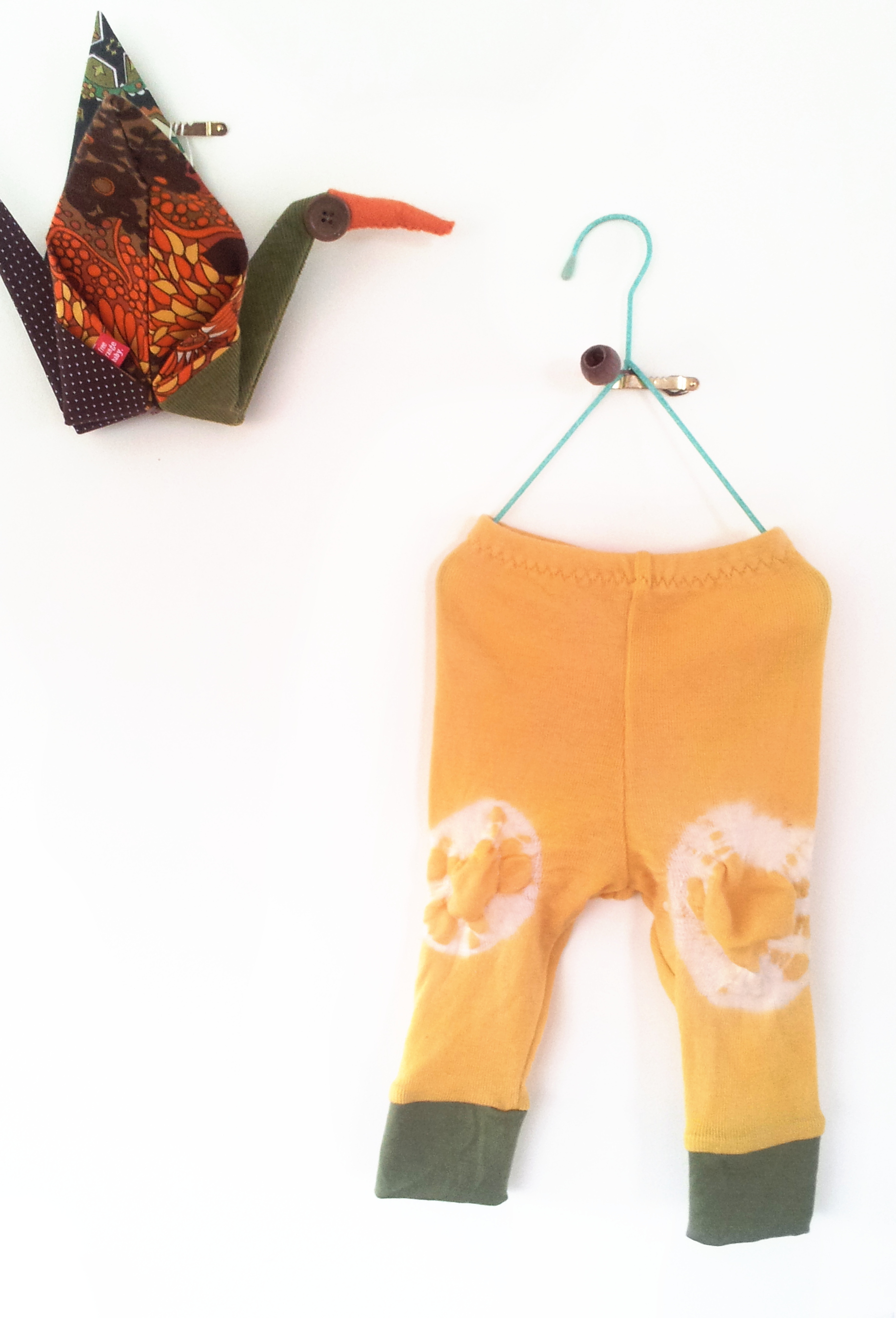 I tie dyed the fabric before I made these, and the knots had made the pieces of fabric so knobbly, so there really was no choice but to turn them into knobbly knees.
