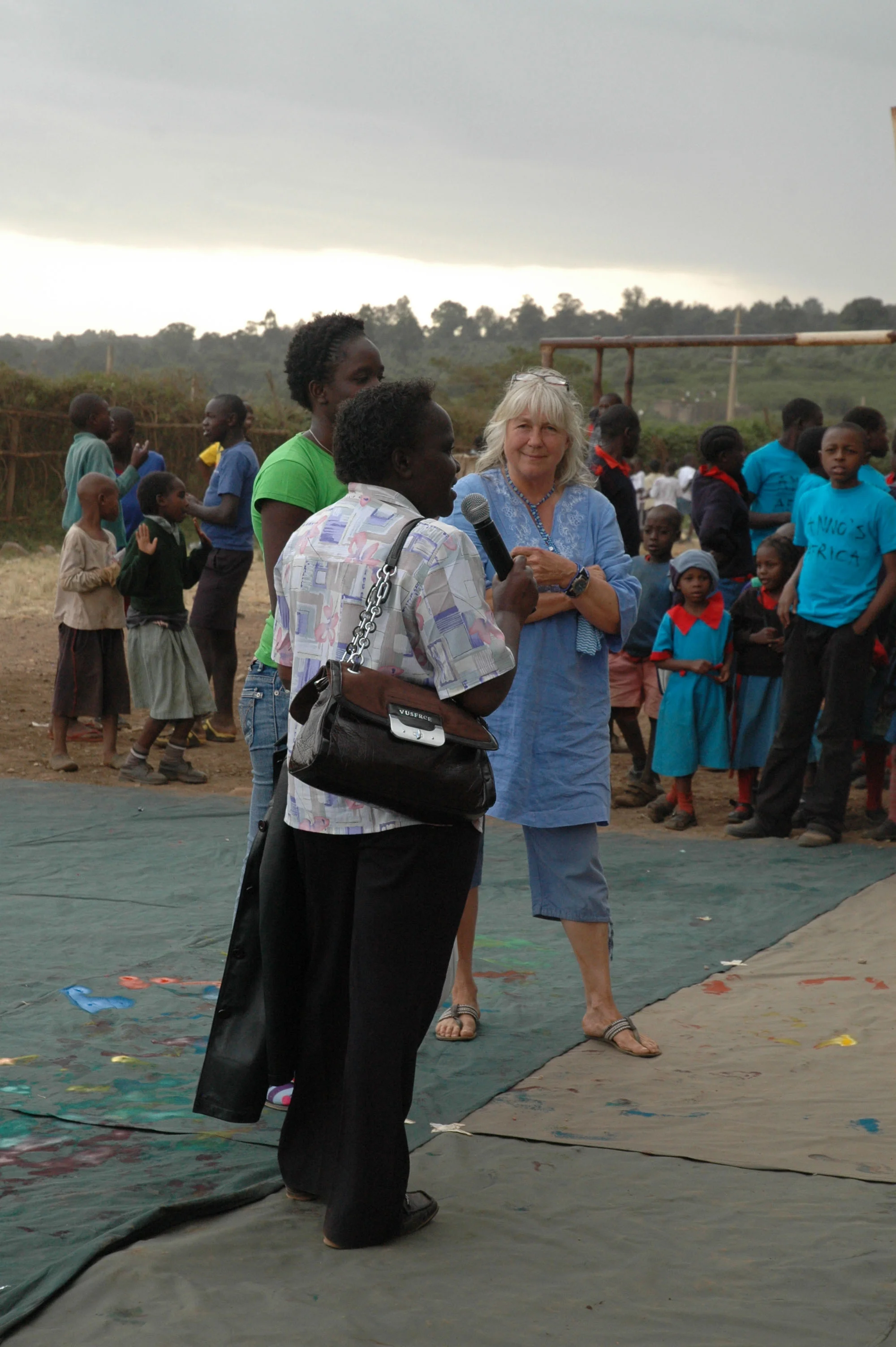Bee and Krysteen with school founder.JPG