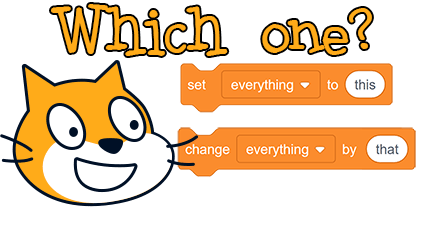 Set vs change blocks in Scratch