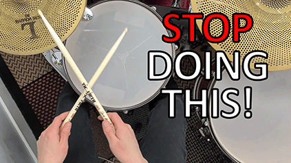 The problems with crossing your hands on drum kit...