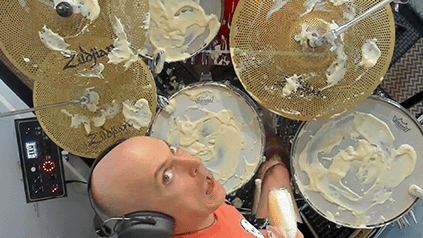 "bro can play drums with anything, next it'll be mayonnaise"