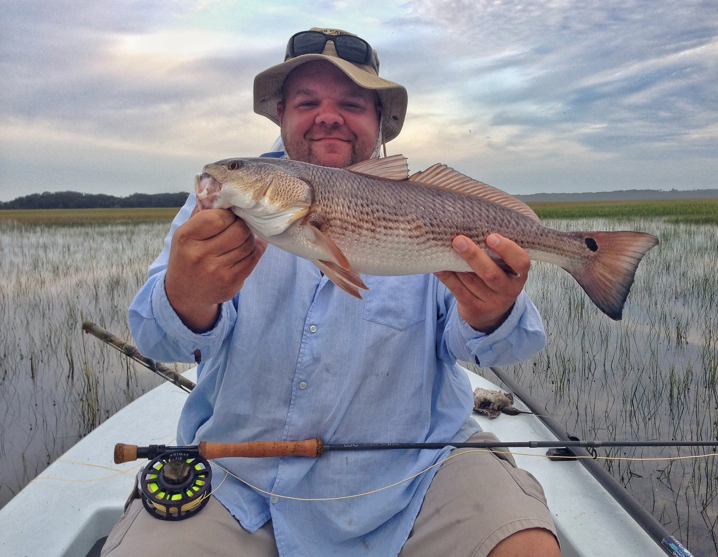 Patrick with his first redfish.