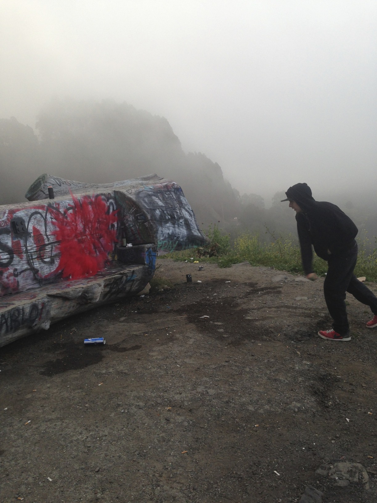 Sinograffiti , 2014, ceramics, colored powder, and photographic documentary