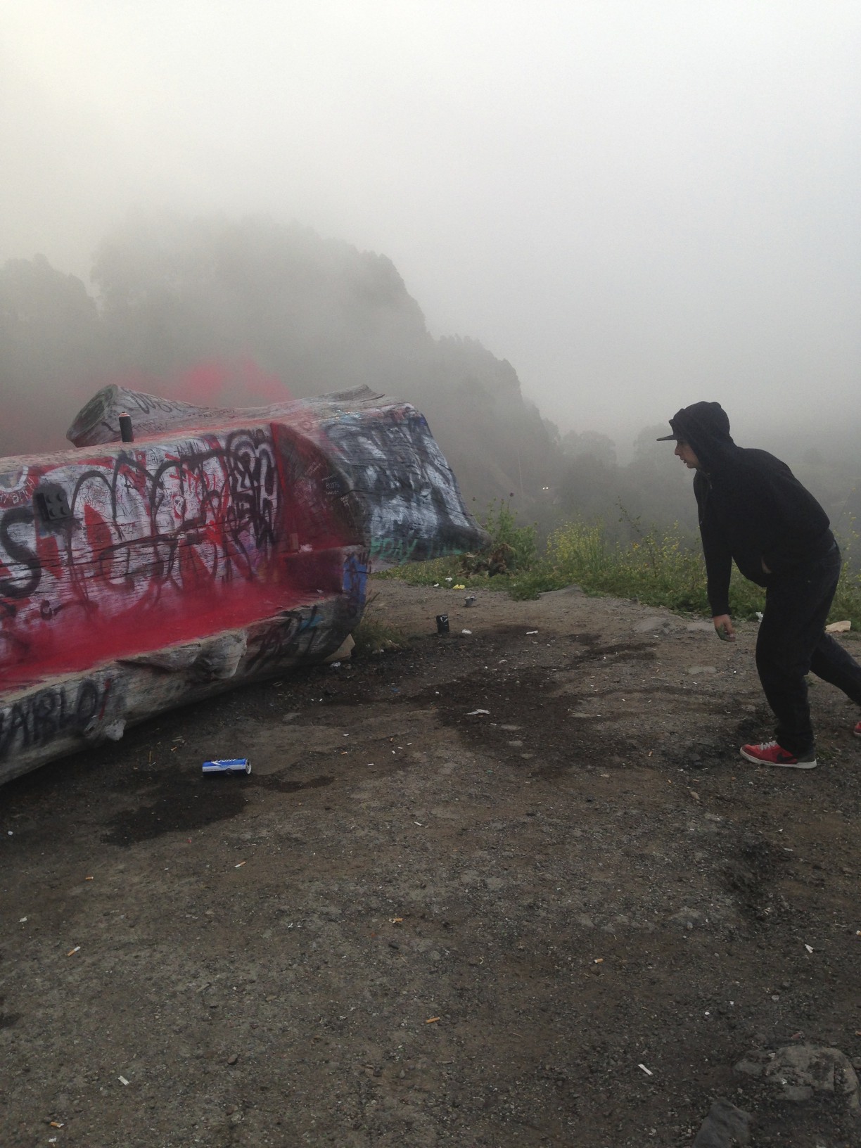 Sinograffiti , 2014, ceramics, colored powder, and photographic documentary