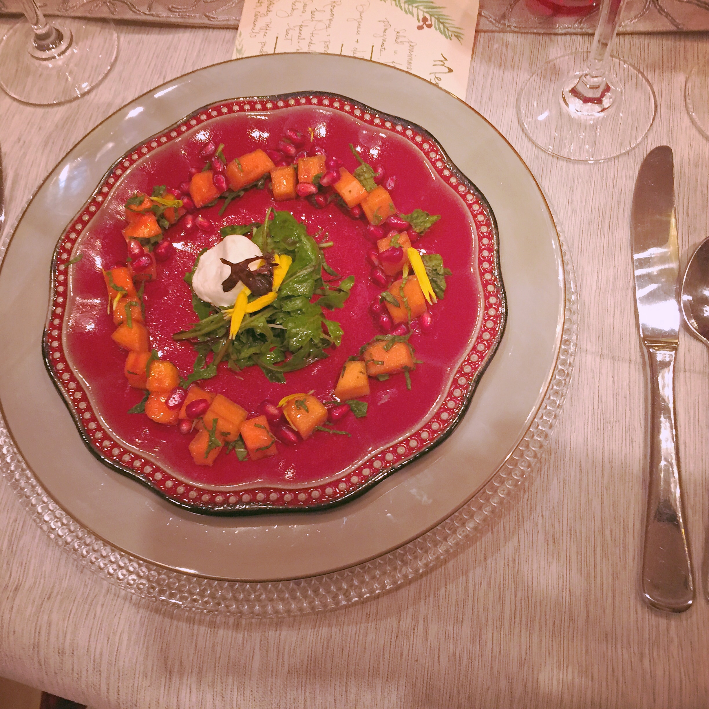 persimmon/pomegranate/arugula/lime/fromage blanc