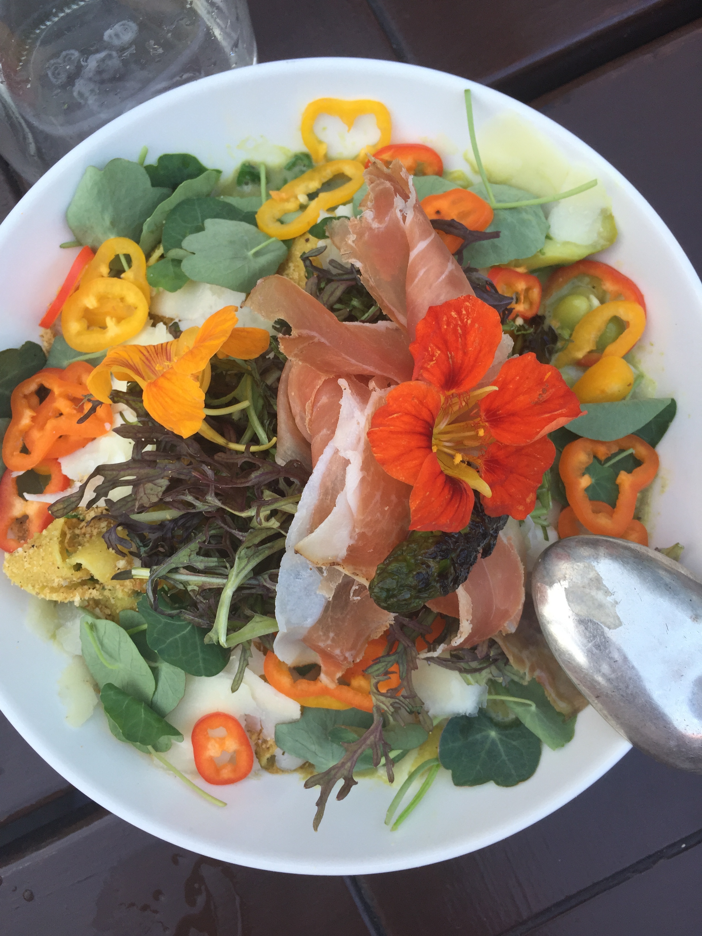 This is actually salad on top of pasta, because why stop at only one good thing, amirite?