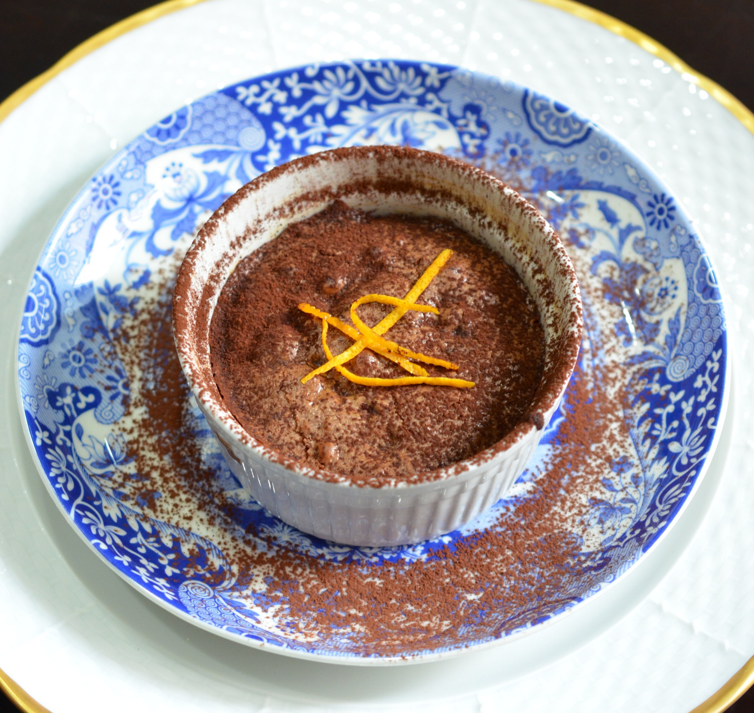 Warm Chocolate Pots with Grand Marnier & Cherries from the desserts chapter of my cookbook Table for Two: Cooking and Entertaining for You and Your +1.