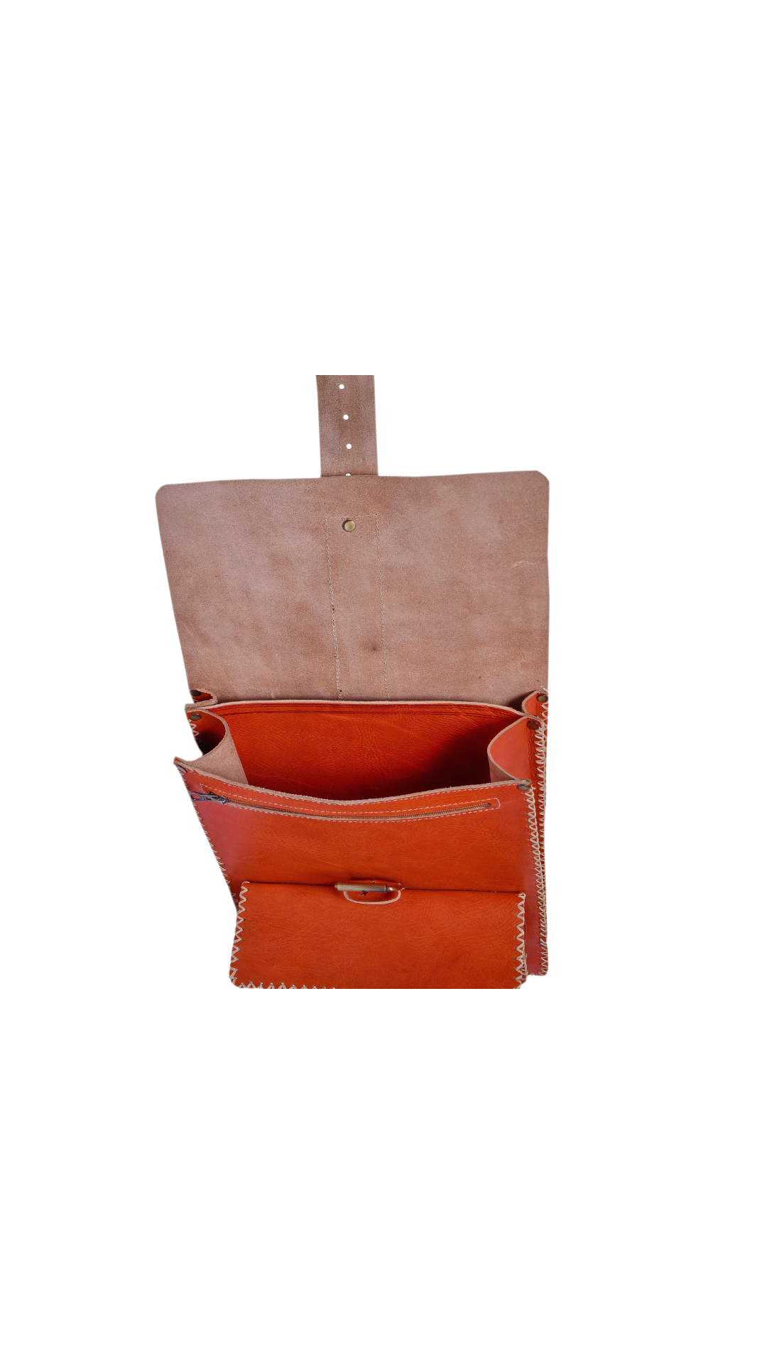 Orange Moroccan Leather Backpack — Dar Medina