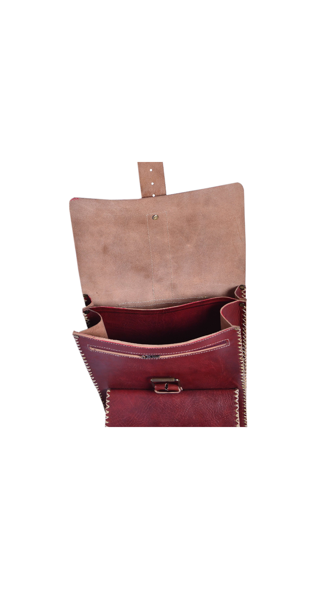 Burgundy Moroccan Leather Backpack — Dar Medina display picture 3