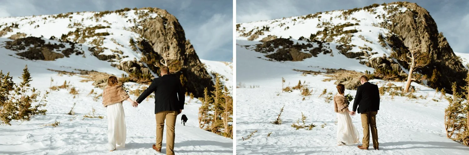 I love this rustic, mountain atmosphere at St. Mary's Glacier in Idaho Springs, Colorado. This bride and groom eloped in such a beautiful and intimate way! | Mountain wedding photos by intimate, elopement photographer, Maddie Mae.