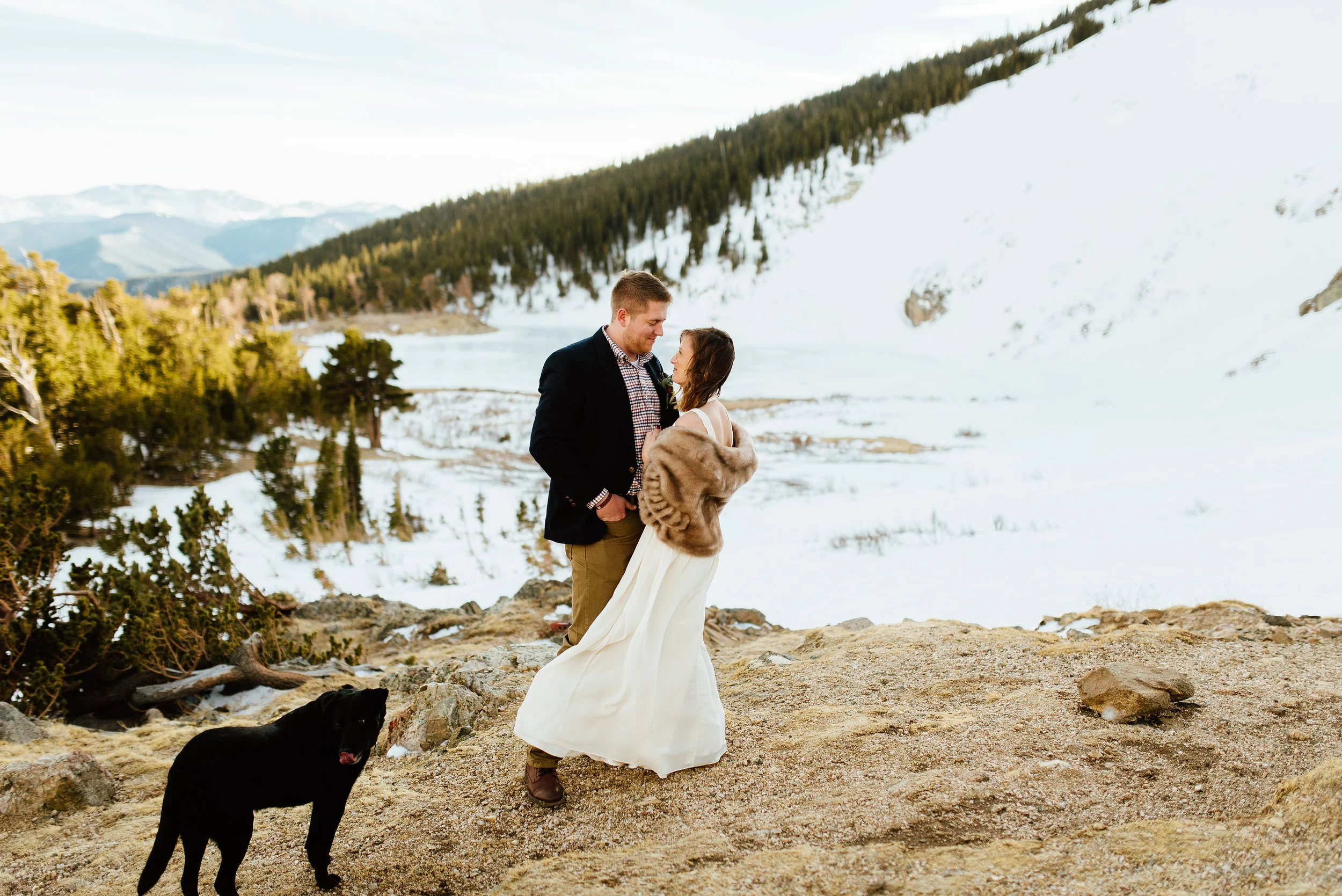 Kelsie and Tyler are lovestruck after tying the knot in the Rocky Mountains. I absolutely love Saint Mary's glacier for an intimate, mountain elopement ceremony location. | Intimate elopement photos by outdoor wedding photographer, Maddie Mae.