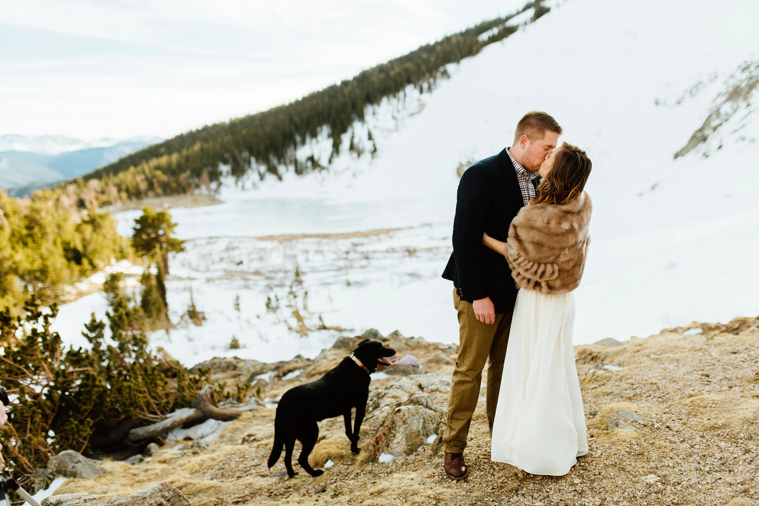 I totally want to have my intimate outdoor elopement in the Rocky Mountains! Saint Mary's Glacier might be the mountain ceremony spot I've been looking for! | Intimate mountain wedding photos by outdoor elopement photographer, Maddie Mae.