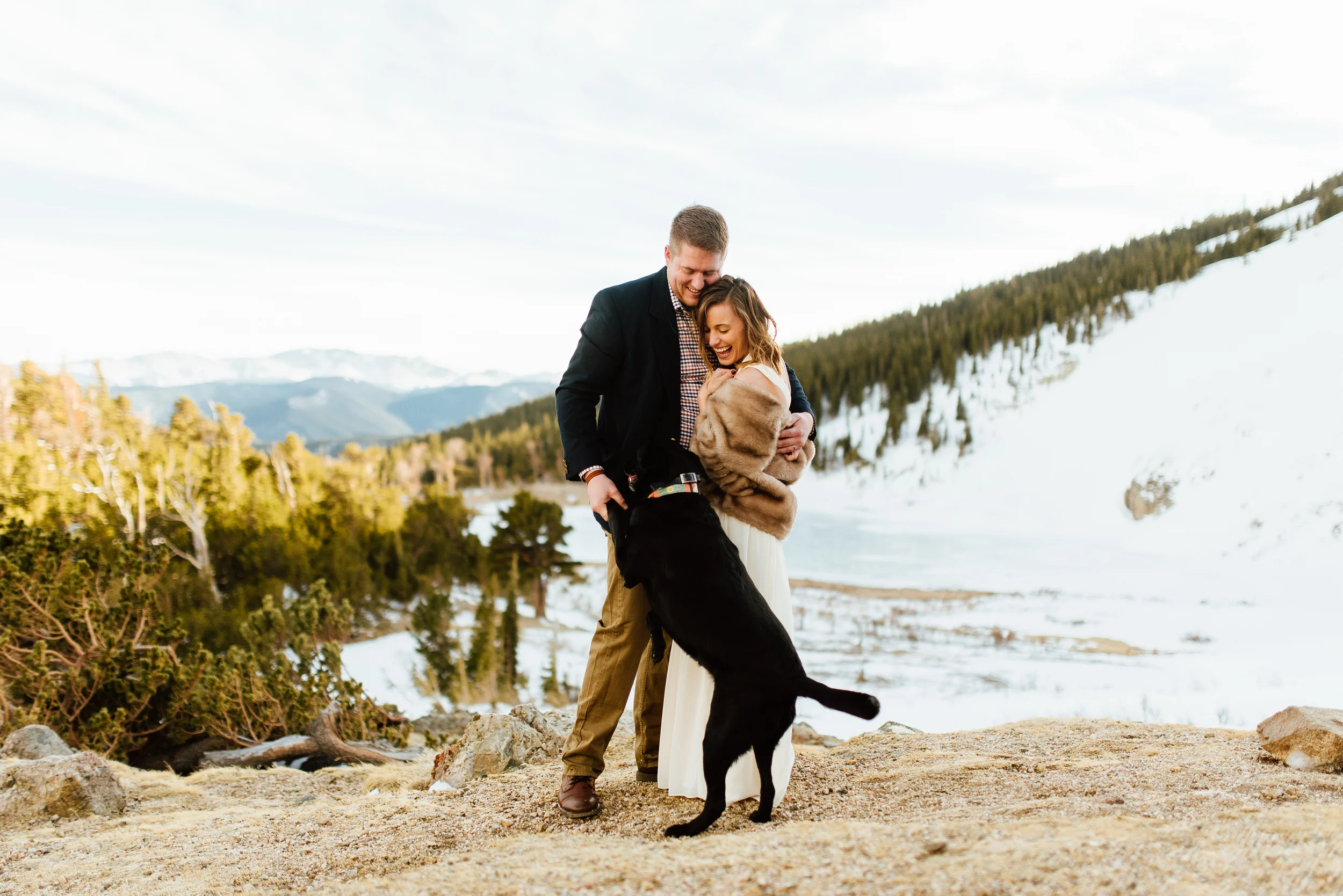 Even their dog is celebrating their new marriage. I love that Kelsie and Tyler eloped in the Rocky Mountains! | Mountain wedding photos by intimate, outdoor elopement photographer, Maddie Mae.
