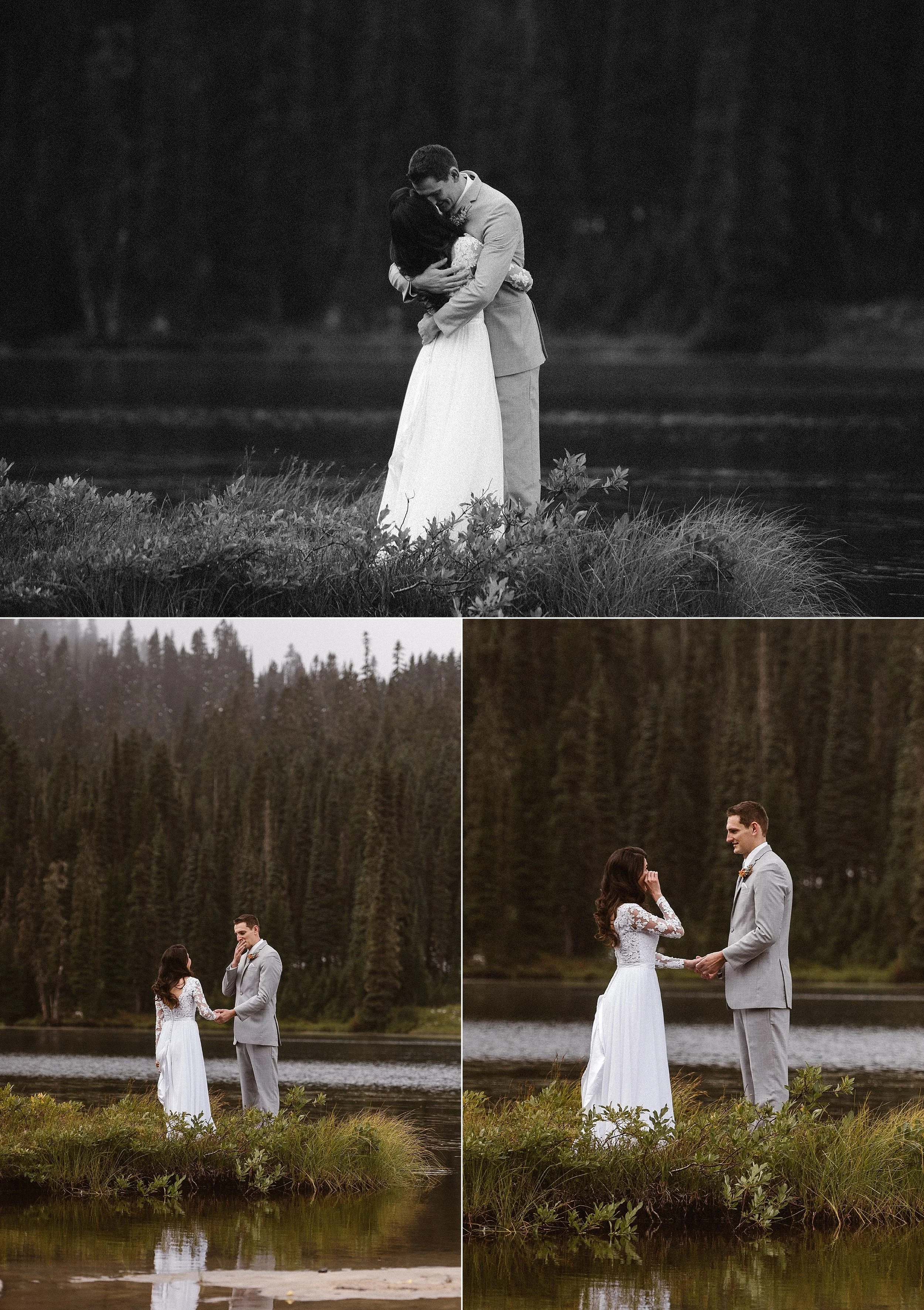 Resa and Grant both became emotional with excitement and joy. They threw tradition to the wind and opted for an intimate wedding ceremony in a private location in Mount Rainier National Park with on two witnesses and their intimate traveling elopement photographer Maddie Mae.