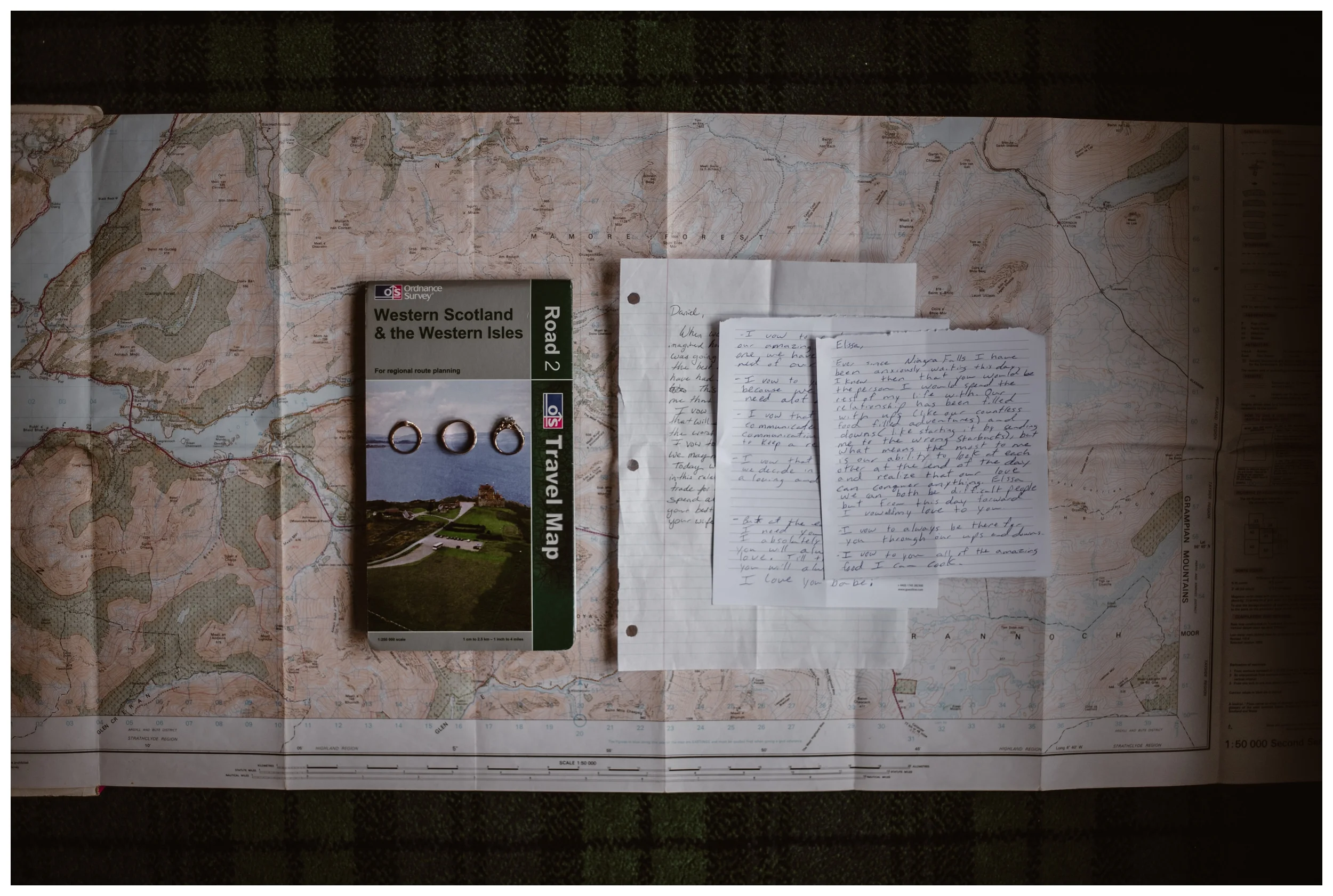 Elissa and Daniel hand wrote their vows to each other for their Western Scotland Scottish Highlands destination adventure elopement. They decided to explore Scotland together on their wedding day. Photo by Maddie Mae, Adventure Instead.