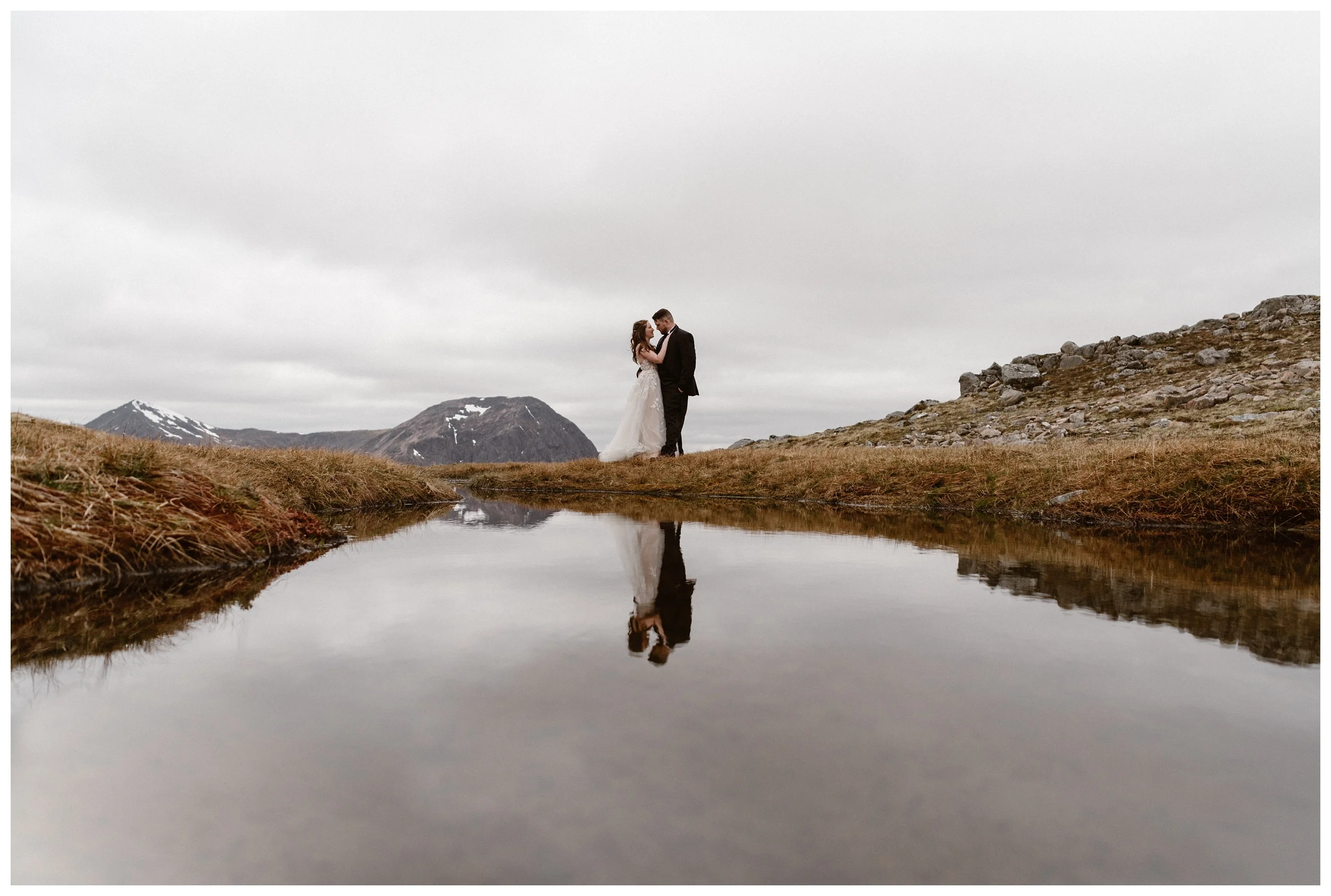 Rivers and waterfalls snake through the Scottish Highlands and we explored them on foot for Elissa and Daniel’s elopement day. Photo by Maddie Mae, Adventure Instead.