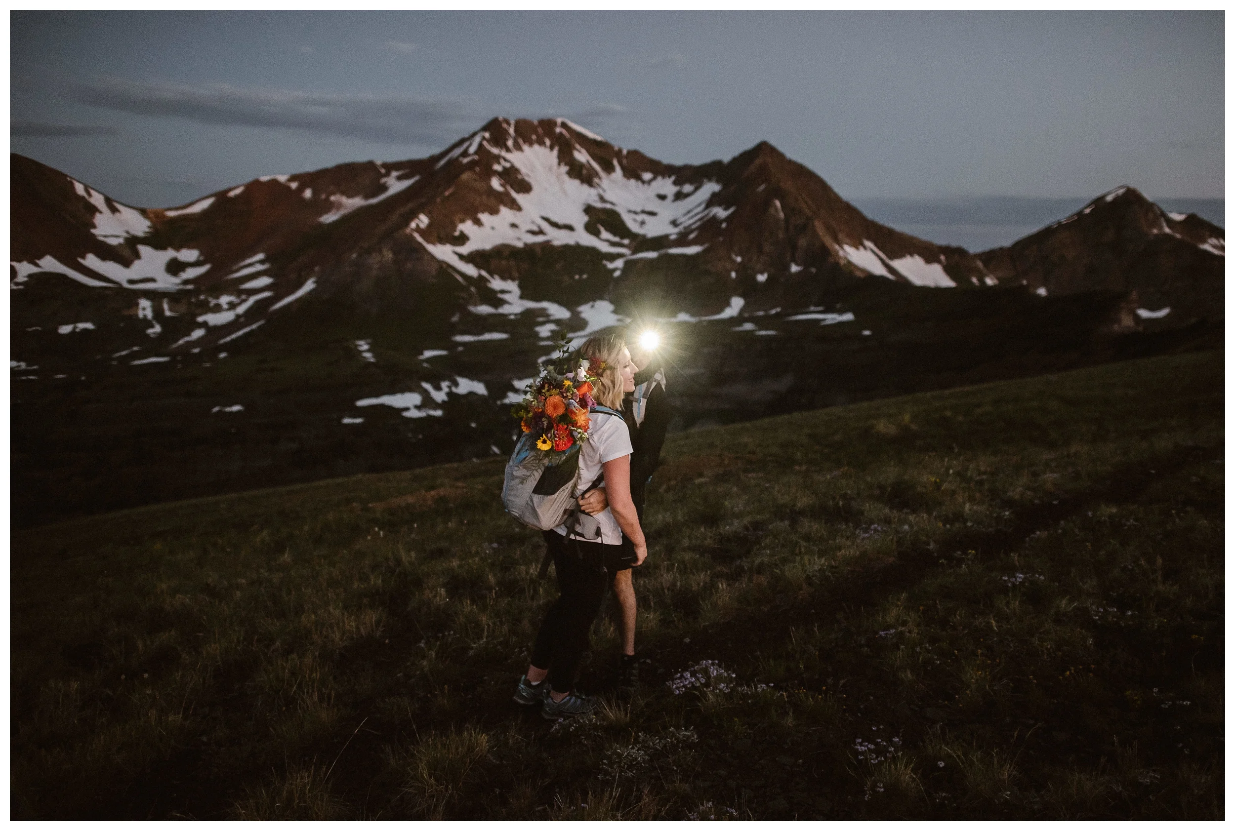 The benefits of eloping at sunrise include a more secluded experience, better weather, a safer hike, and better light. Photo by Maddie Mae Photo, Adventure Instead.