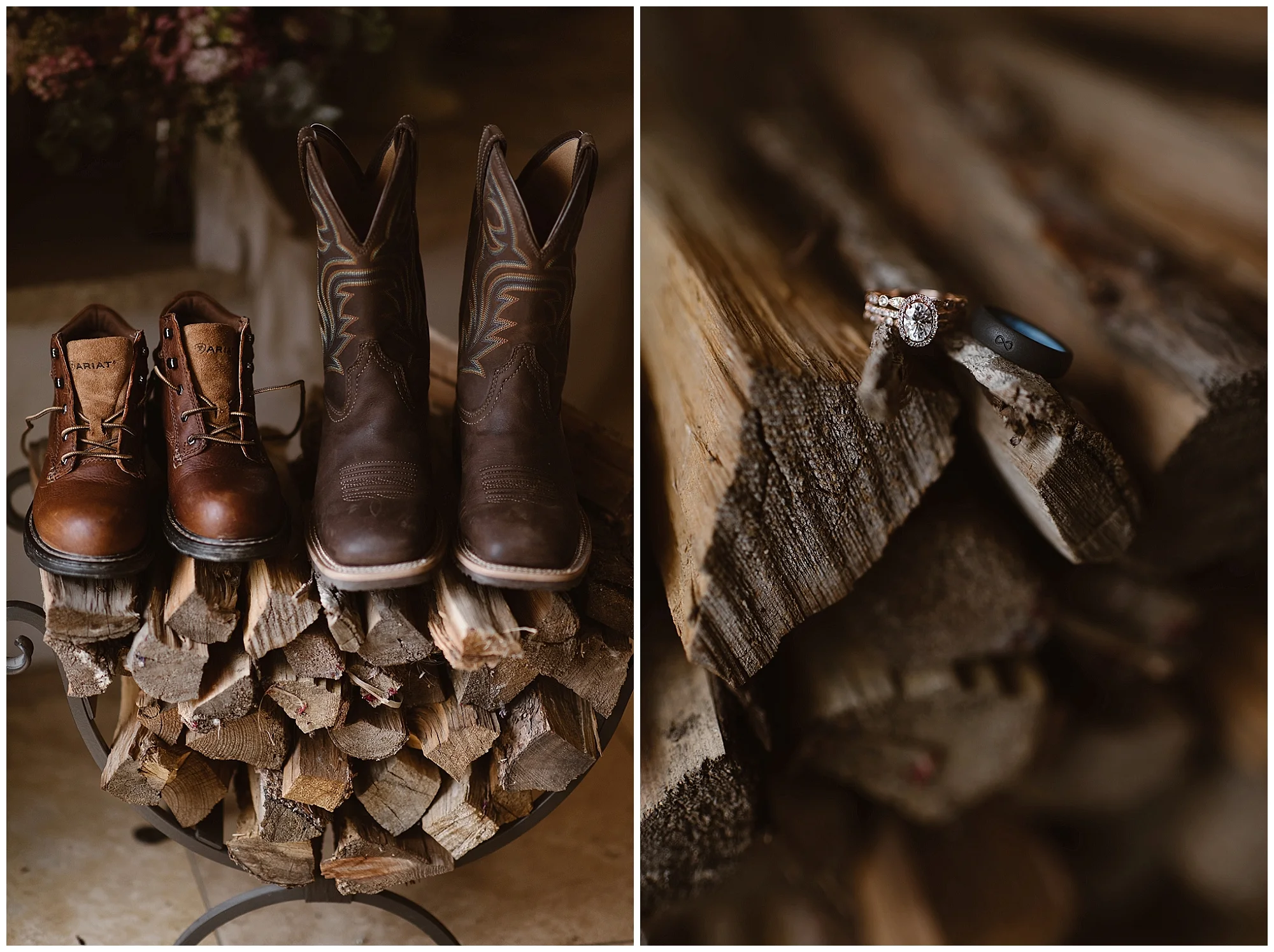 Great boots were essential for Marlayna and Austin’s winter elopement ceremony at Sapphire Point in Dillon, Colorado. Photo by Adventure Instead, Maddie Mae Elopement Photographers.