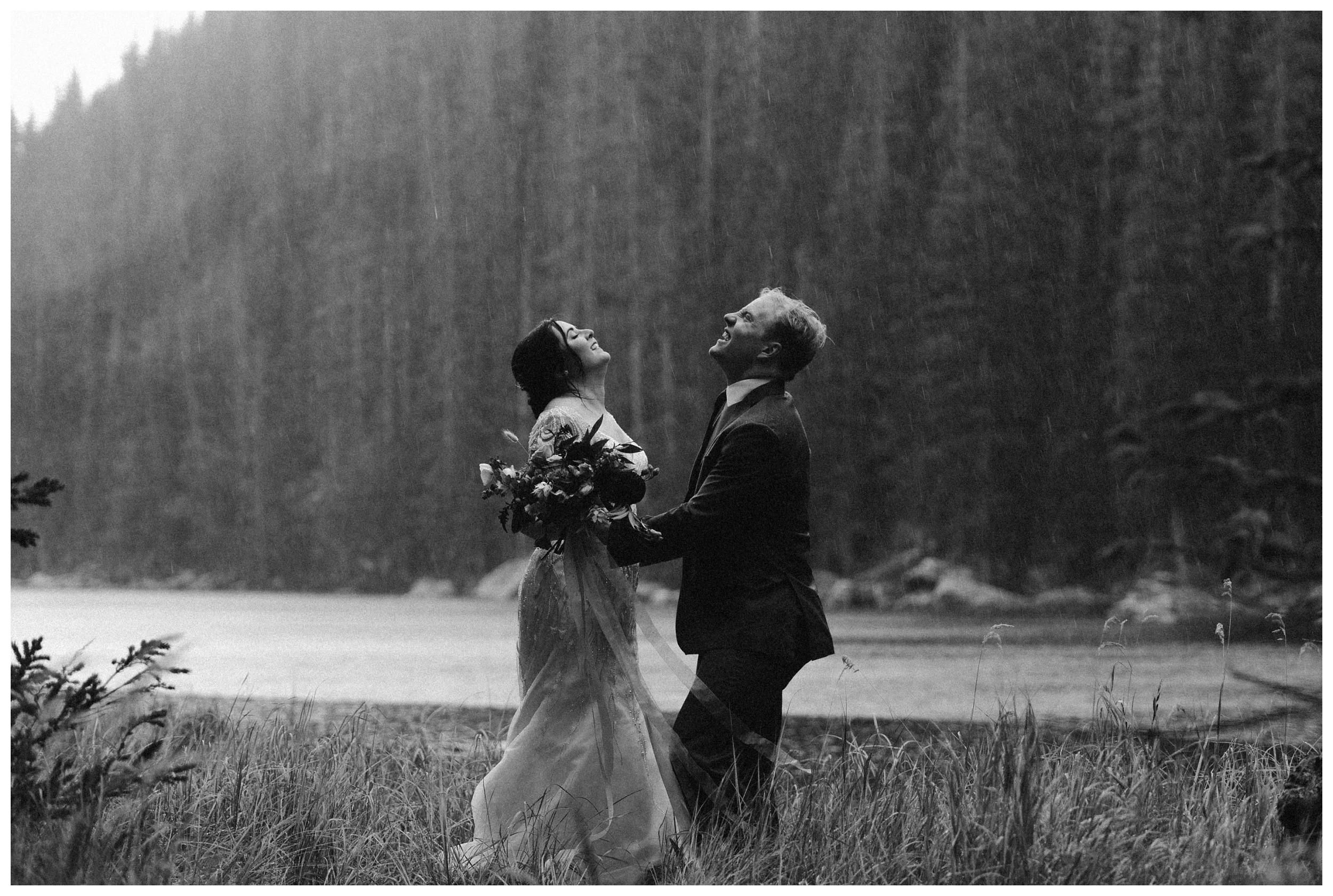 No matter what happens on your elopement wedding day, it’s your day! Embrace the adventure, like this couple who’s elopement day featured an epic summer thunderstorm. Photo by Maddie Mae, Adventure Instead Elopement Photographers.