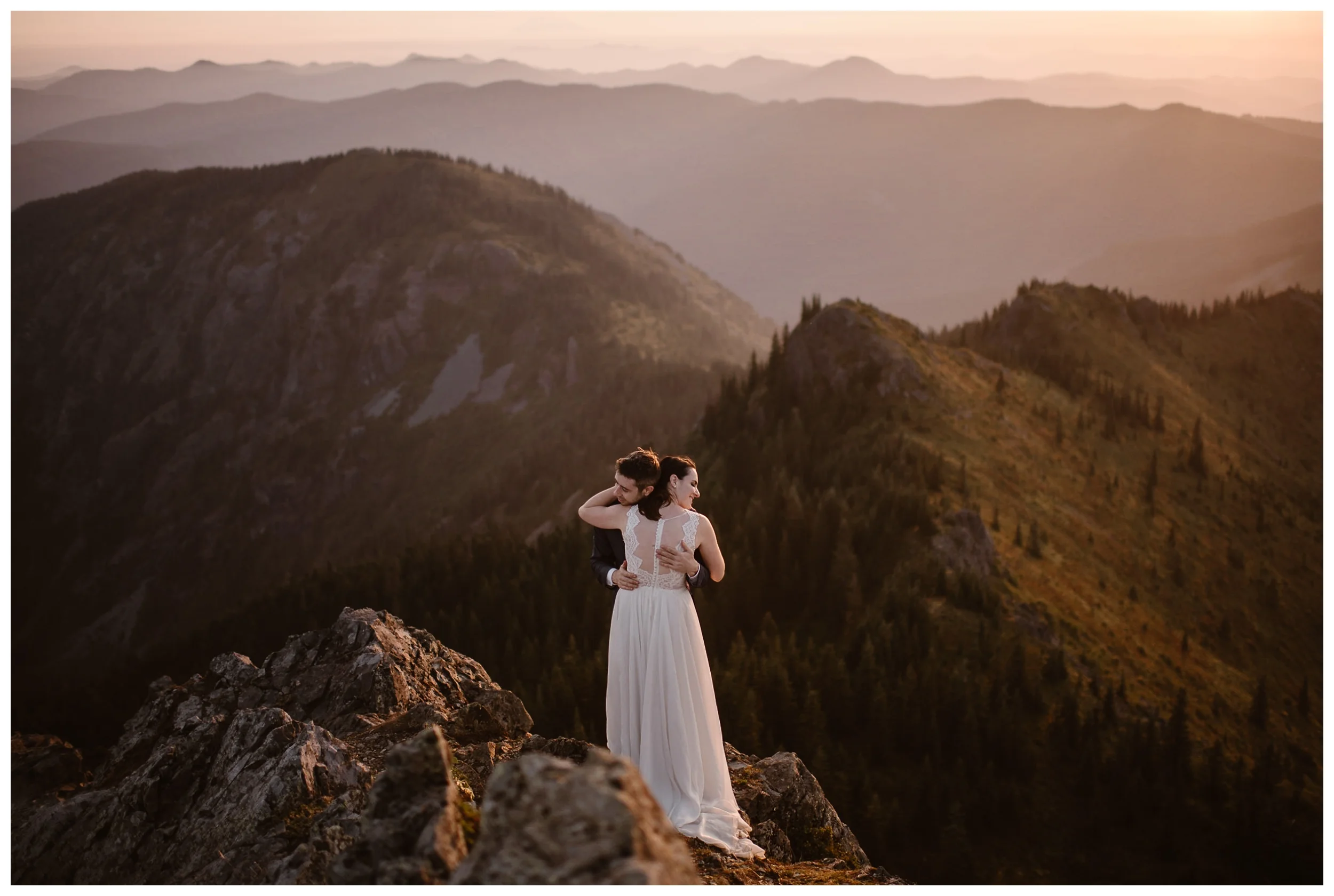 Eloping at sunrise or sunset gives you dramatic photos and an incredible experience on your elopement wedding day. Where you elope and how you say your vows matters! Photo by Maddie Mae, Adventure Instead Elopement Photographers.