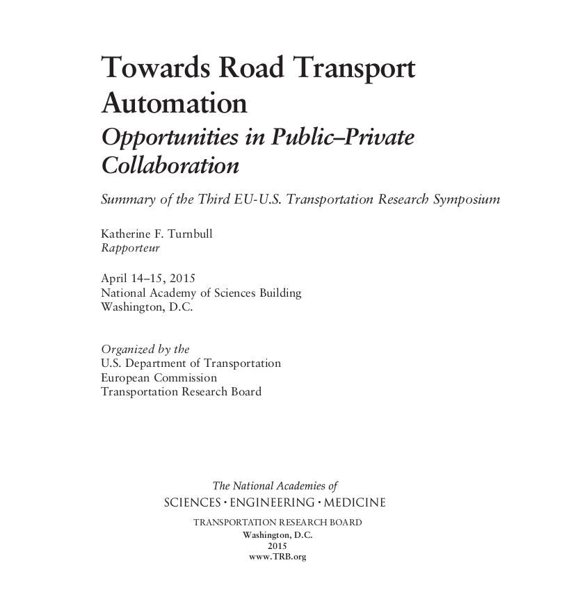 Towards Road Transport Automation
