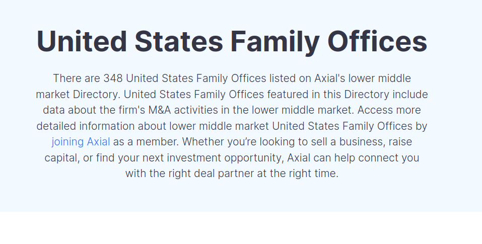 Family Offices [Accredited Investors]