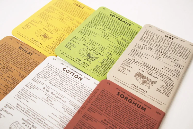 Six crops: corn, soybeans, hay, wheat, cotton, and sorghum.