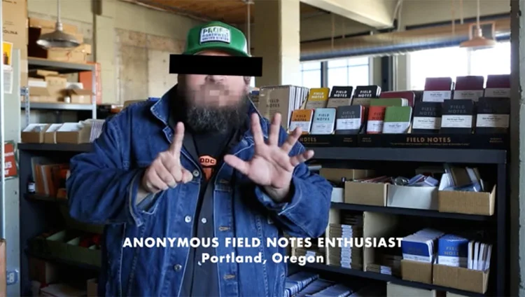 Best part of the Unexposed promo video: “Anonymous” Field Notes Enthusiast. :D (image captured from this video )