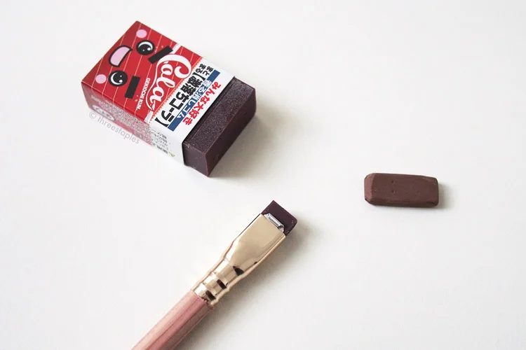 I decided brown still looks the best with Vol. 211, so I looked for a brown eraser and found this silly, Cola-scented eraser. Unlike the other erasers (they're scented, too), this scent lasts, and I like it. :)