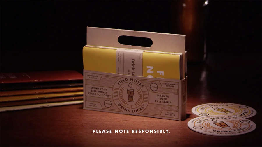 A screenshot from the official Field Notes Drink Local video .