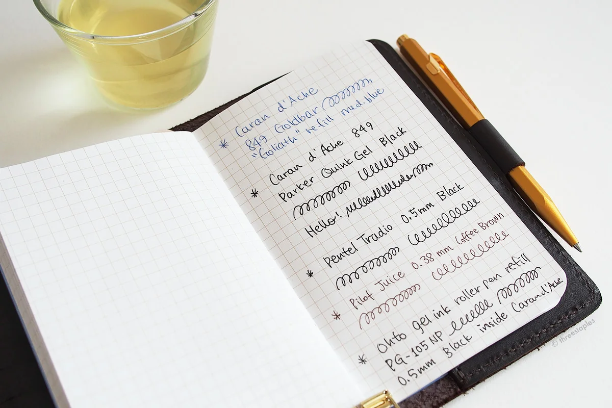 Field Notes “Wednesday” in Daily Carry . The 849 fits in the pen loop nicely. The Parker Quink gel refill in medium is definitely thicker than 0.5 mm.